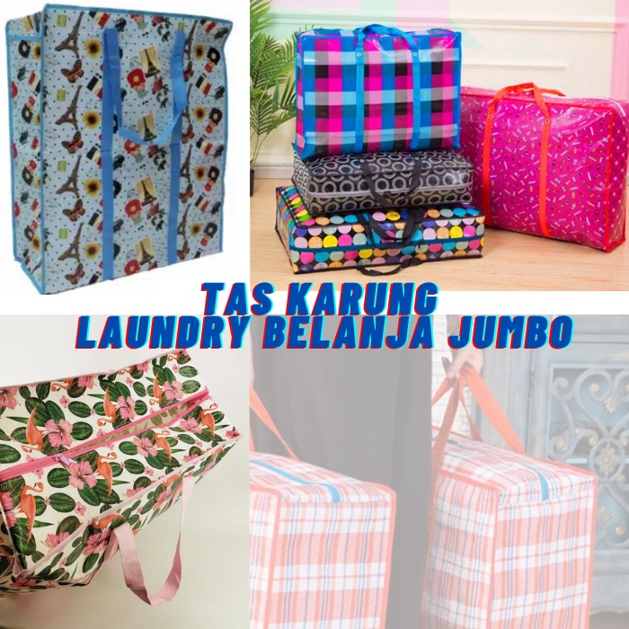 Tas KARUNG LAUNDRY BELANJA Besar Jumbo - Tas Londry Karung Terpal Jumbo - Tas Belanja Lipat Besar