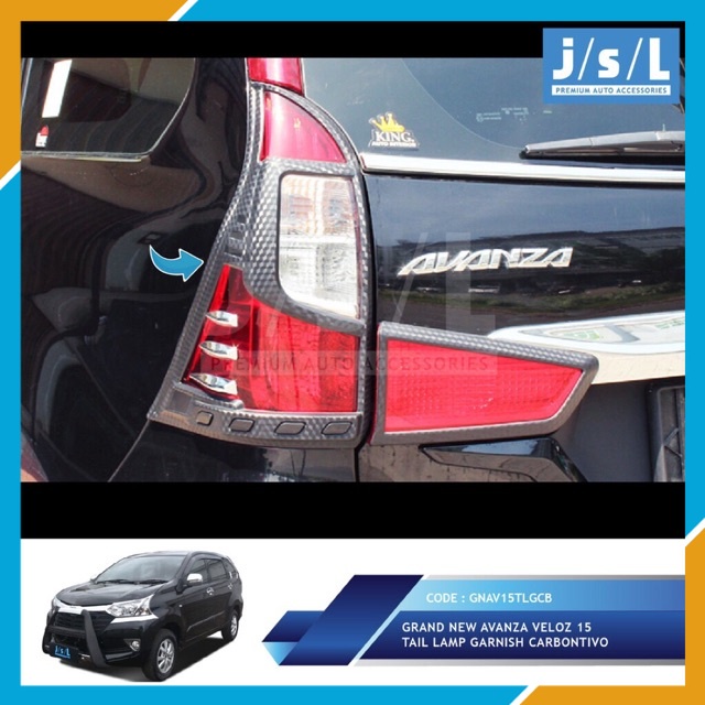 VARIASI GRAND AVANZA 2015/2017 GARNISH LAMPU BELAKANG STOPLAMP COVER HITAM CARBON