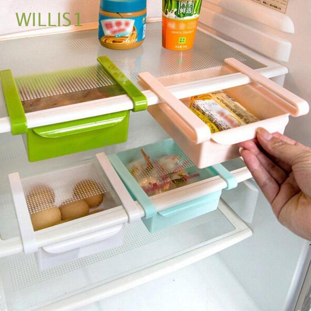 Fridge Organizer Kitchen Freezer Space Saver Storage Rack Shelf Holder Box 