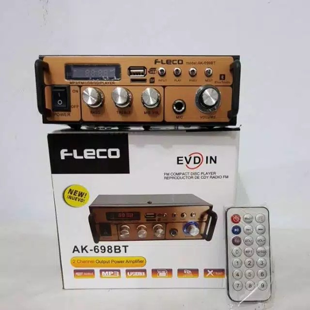 COD Amplifier FLECO AK-698BT Bluetooth Karaoke + Mp3 USB + FM Radio