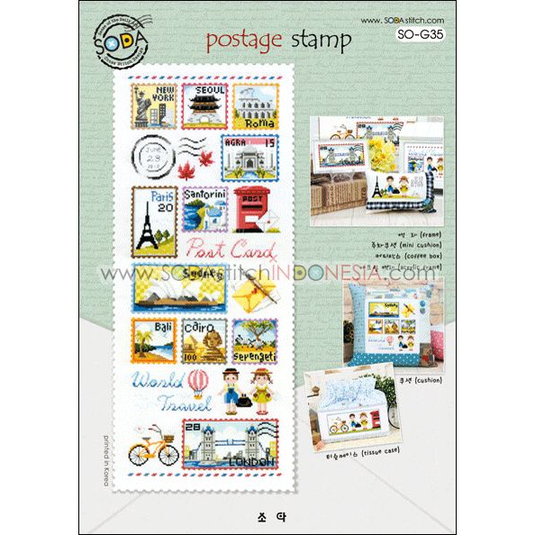 Paket DIY Craft Sulam Kristik Strimin Sodastitch SO-G35 - World's Postage Stamp