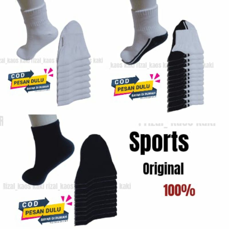 (12 pcs) KAOS KAKI SPORT PENDEK POLOS KAOS KAKI OLAH RAGA KAOS KAKI MATA KAKI POLOS