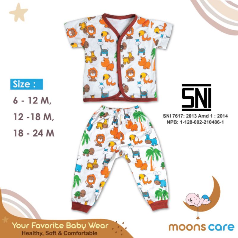 SML MOONS setelan kancing campur Premium | Setelan Baju Pendek Celana Panjang Piyama