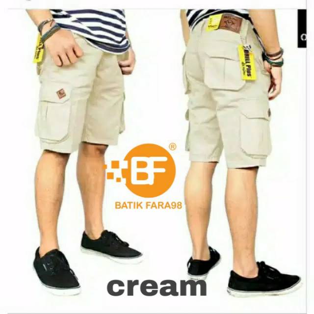 CELANA CARGO PENDEK SIZE 27-38 HITAM MOCA GREY CREAM