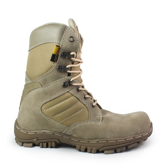 Sepatu Safety Ujung Besi Boots Pria DLT Cheap Sleting Cream Tinggi 8 inci Tactical PDL PDH Gurun