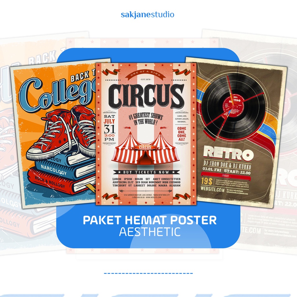 (8 POSTER) PAKET HEMAT POSTER DINDING AESTHETIC RETRO VINTAGE