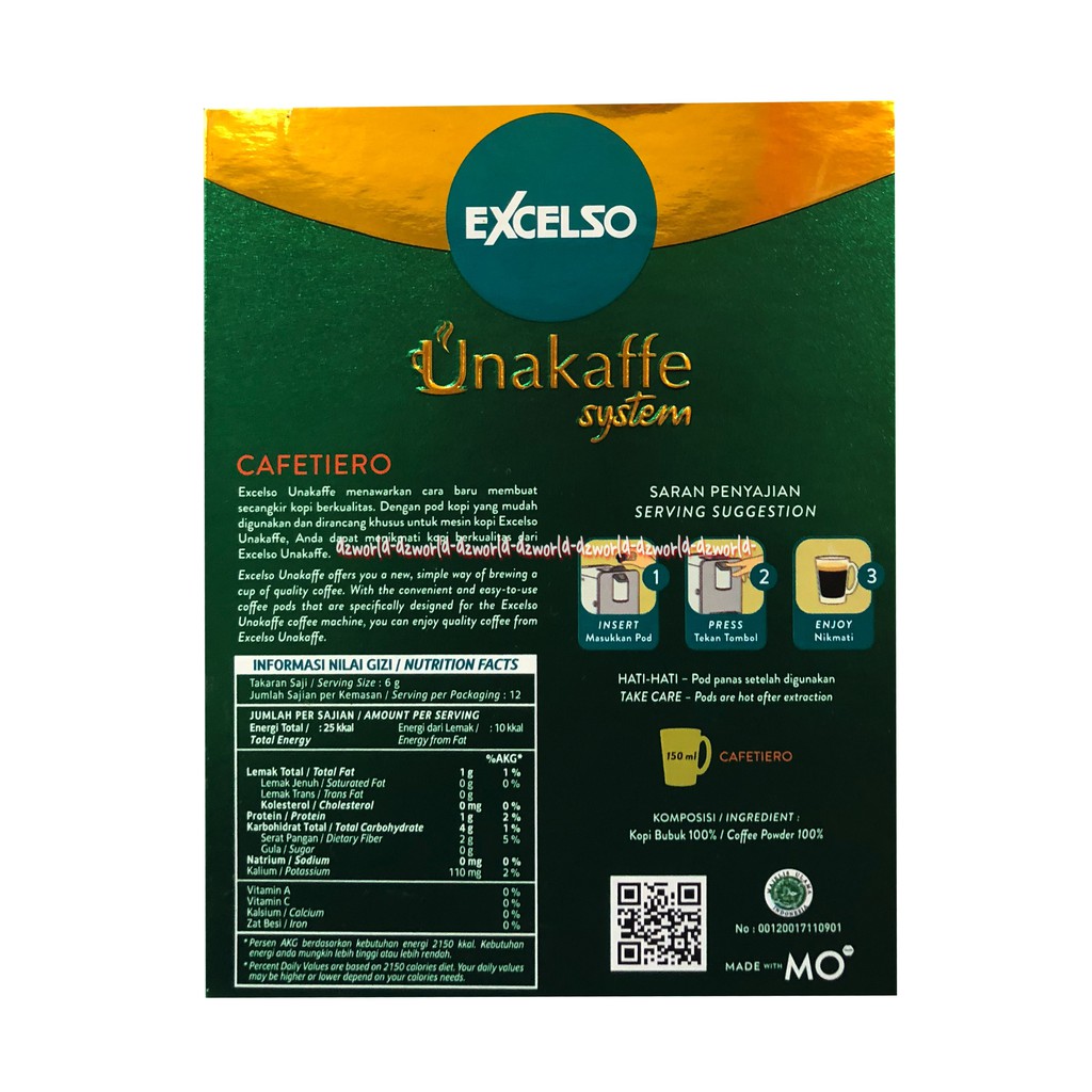 Excelso Unakaffe System Cafetiero 12pods Kapsul Kopi Coffee Pods Ekselso Exselso Unakafe Sistem Cafetiero Capsul Coffee  Pod 12pcs Kopi Bulat Cair