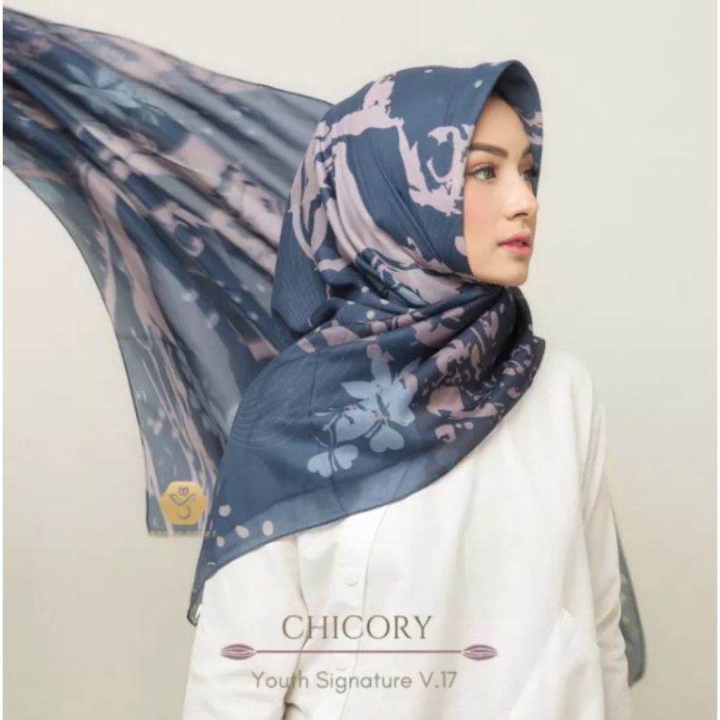 HIJAB SEGI EMPAT YOUTH, SIGNATURE, SERIES , MOTIF,CHICORY,, SUPER, PREMIUM