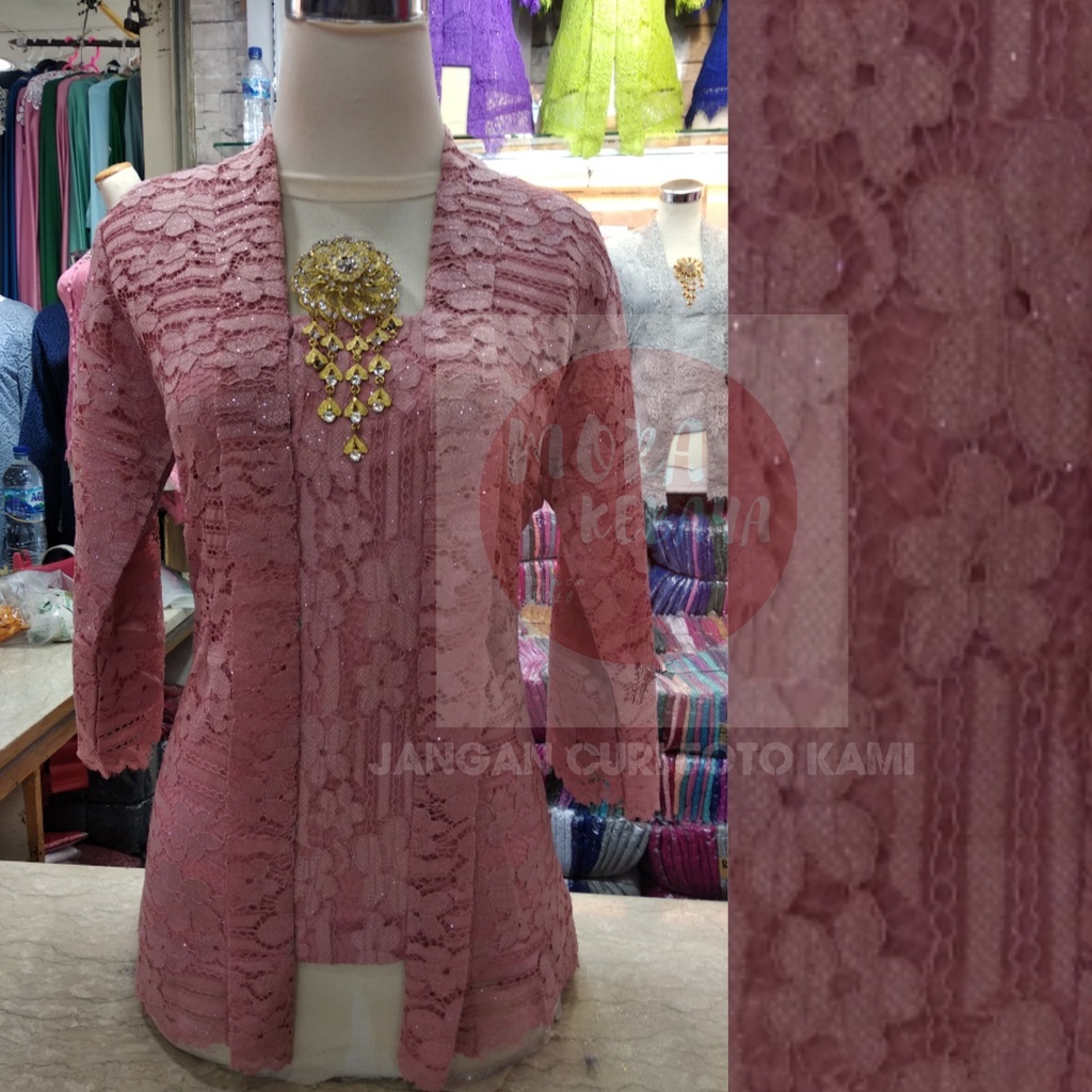 kebaya kutu baru lengan 7/8 _kebaya brukat_kebaya_kebaya kutu baru modern_kebaya encim_kebaya kondangan-Rose gold