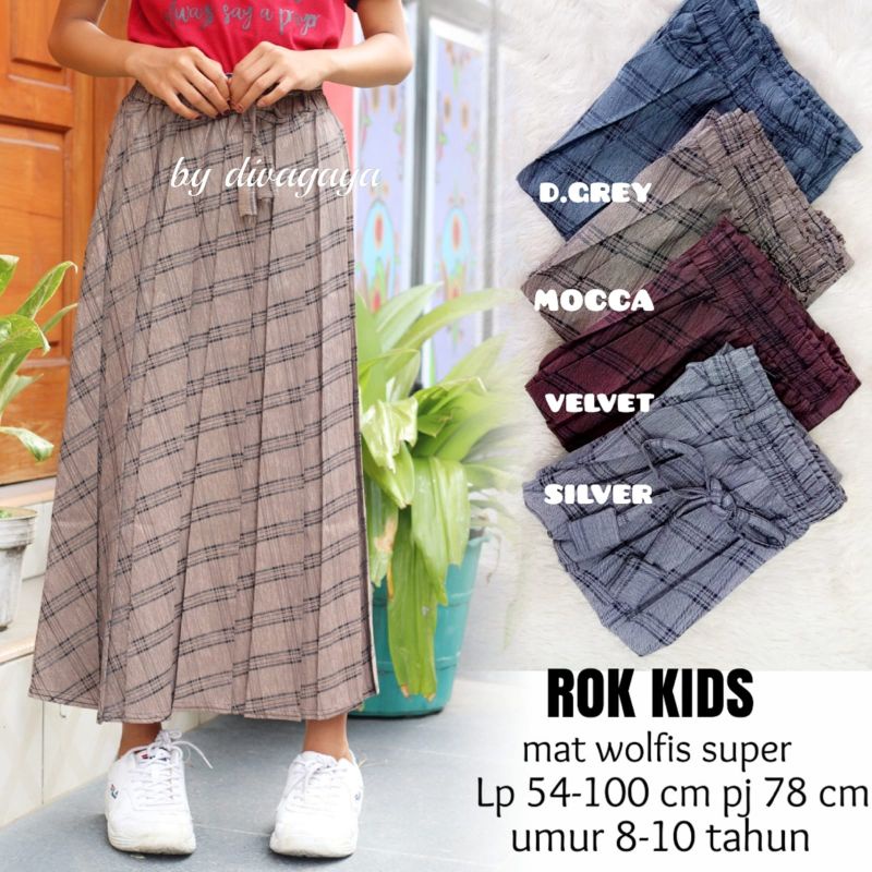 ROK PLISKET ANAK ORI BY DIVA UMUR 8-10 TAHUN