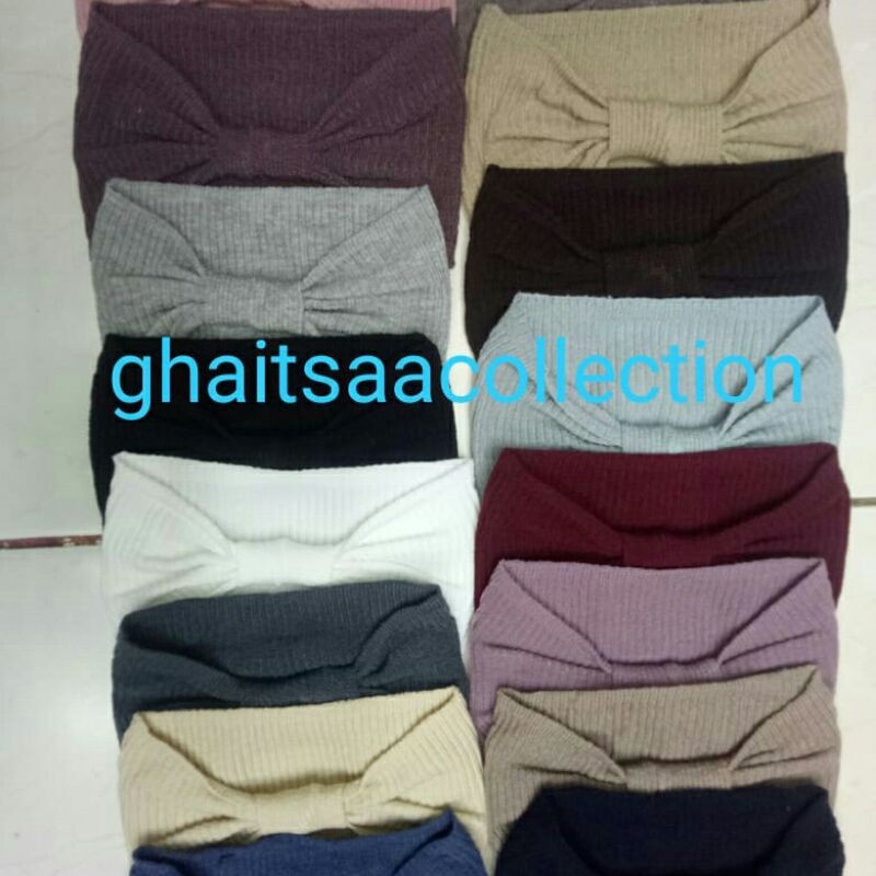 bandana rajut pita/ciput rajut premium pita