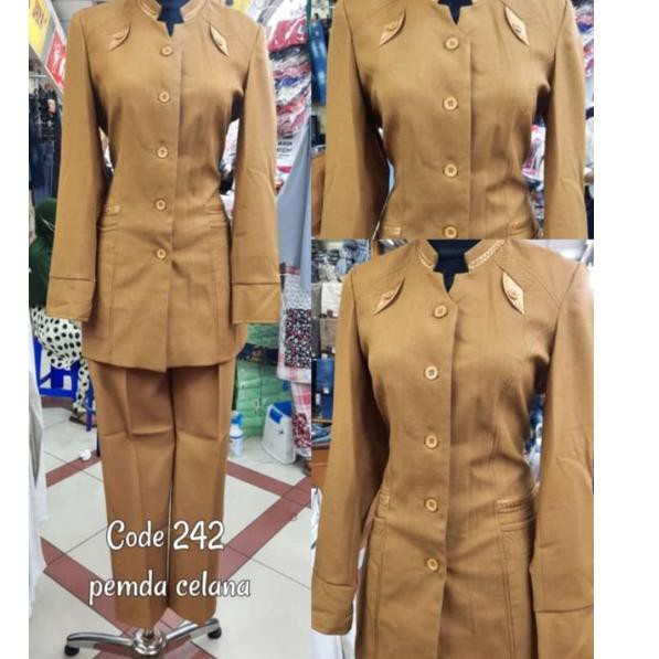 LANGSUNG KIRIM.. SET BLAZER BAJU SERAGAM PEMDA PNS DINAS WANITA KHAKI KEKI CANTIK MUSLIMAH MURAH AZK