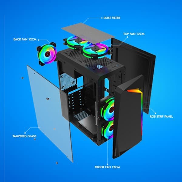 Casing Gaming Simbadda Battleground 03 Tempered Glass Casing Komputer Original PC Gaming Simbadda battleground 03 Computer