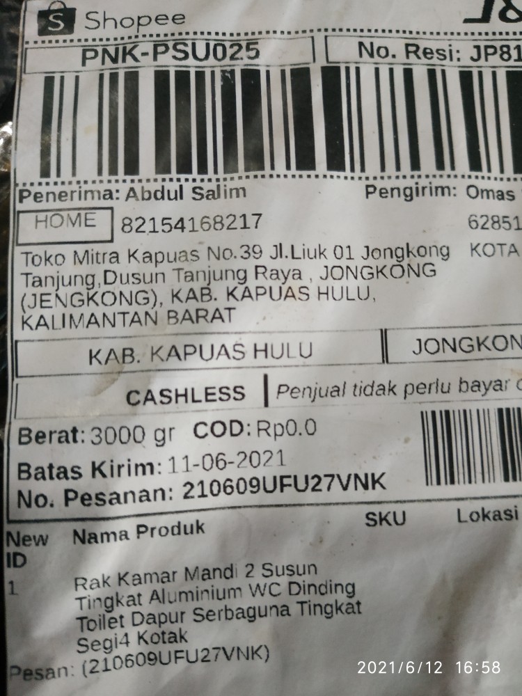 Rak Kamar Mandi 2 Susun Tingkat Aluminium Wc Dinding Toilet Dapur Serbaguna Tingkat Segi4 Kotak