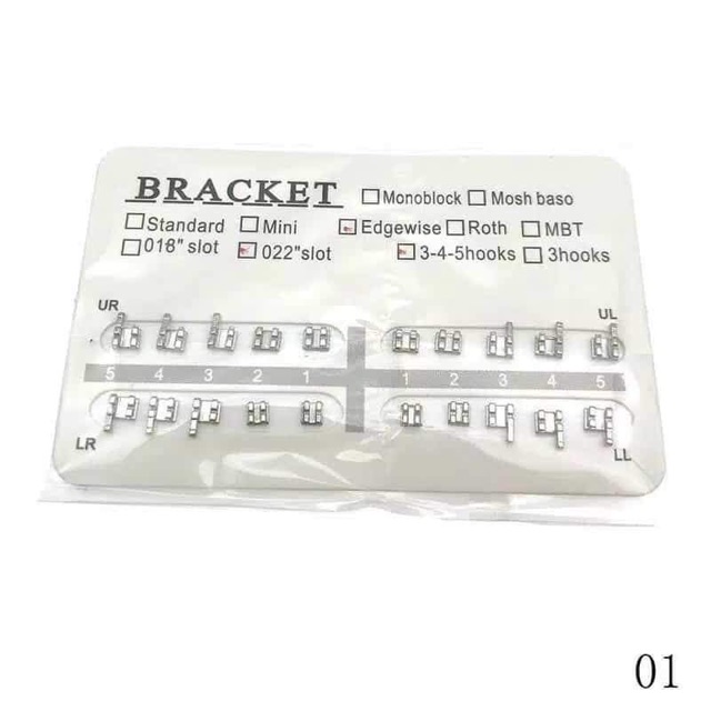 BRACKET BEHEL PERBAIKAN GIGI AMPLOP PUTIH HIGH QUALITY 345 HOOK EDGEWISE MBT //Kawat Gigi Dental Orthodontic Tanpa Kait Pinggir Tipe 3-4-5 Hook . 3 . No hook