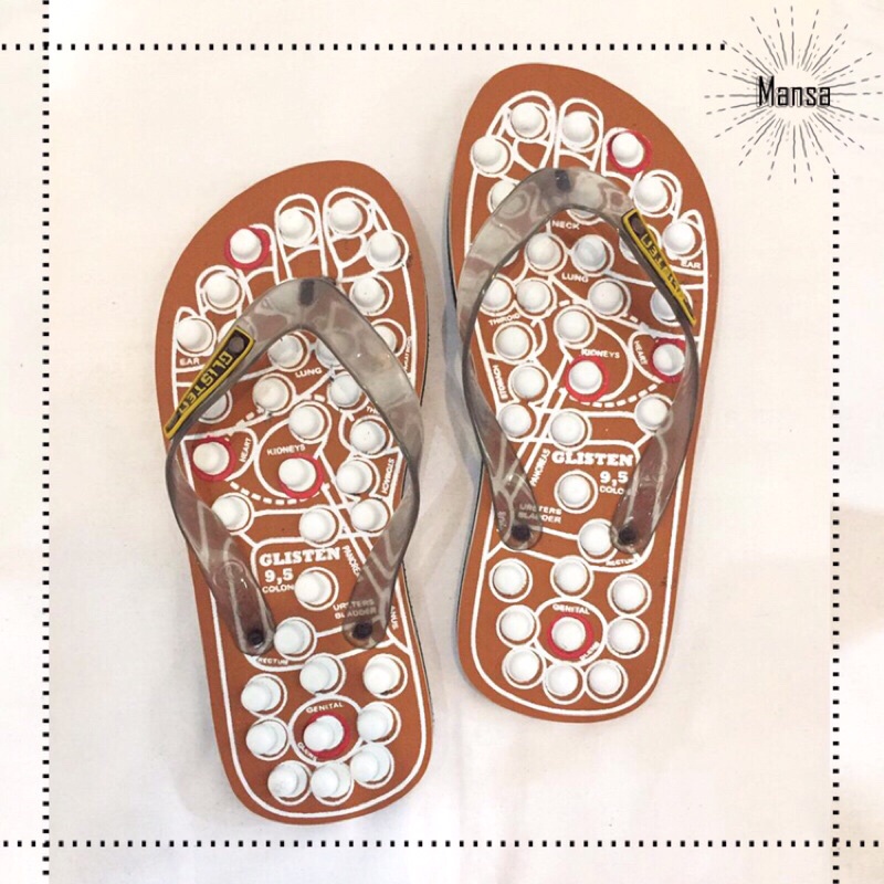 Sandal Kesehatan-Sandal Terapi-Sandal Rematik-Sandal Akupuntur-Sandal Reflexy Refleksi-Glisten Swiss-CoklatMuda 9.5/38