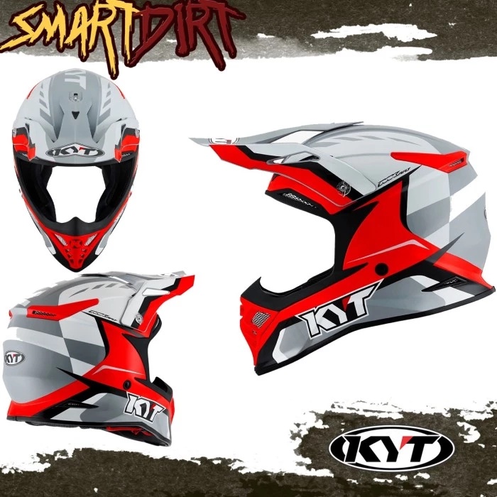 HELM MOTOR KYT SKYHAWK RED GREY HELM CROSS MX KYT SKYHAWK ORIGINAL