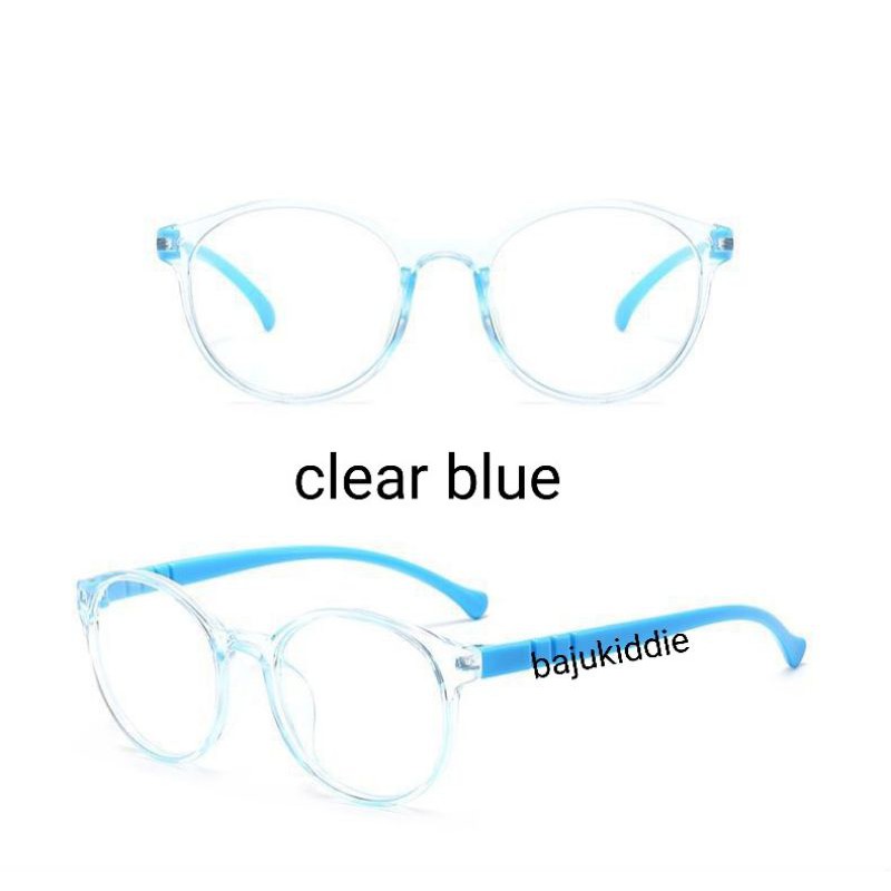 KACAMATA ANAK ANTI RADIASI GADGET COMPUTER LAPTOP HP BLUERAY BLUE LIGHT + UV PROTECTION-Clear blue