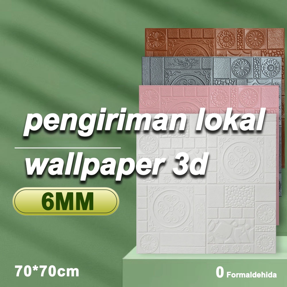 [COD Beli 10 Gratis 1] 70*70cm 6mm Tebal Wallpaper Dinding 3D Foam Batu Mewah Stiker Ding Ding Wallf