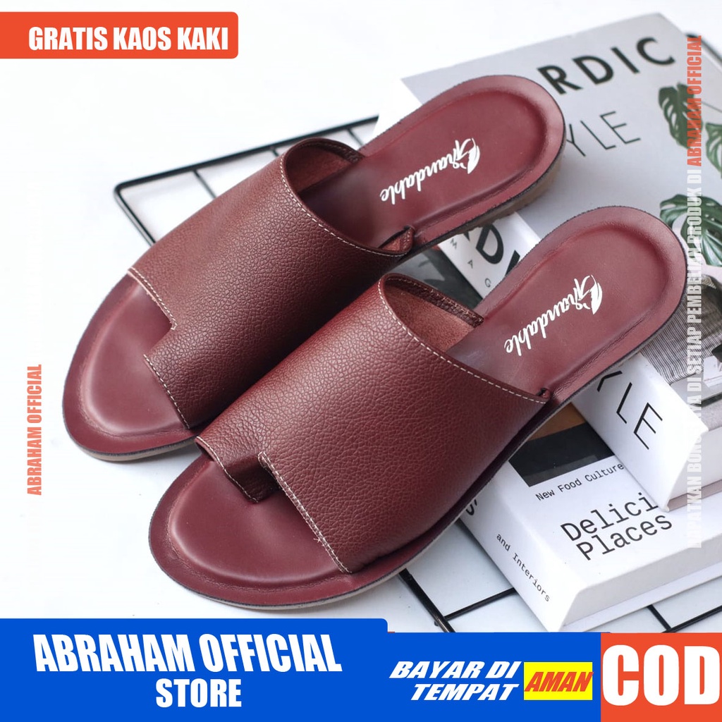 ABRHM x SELIA Sandal Kulit Wanita Papirut Sendal Slop Asli Garut Sendal Kokop Wanita Original