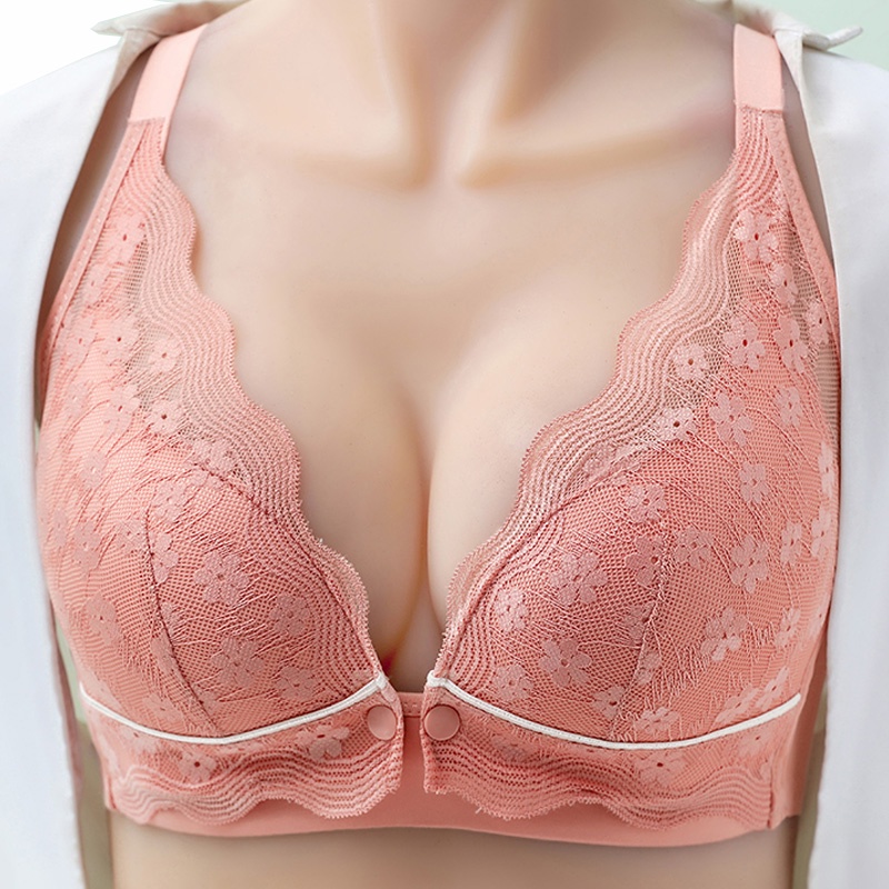 TUTULADY Bra Menyusui Tanpa Kawat Busa Tipis Cup B/C Maternity Renda Nursing Bra