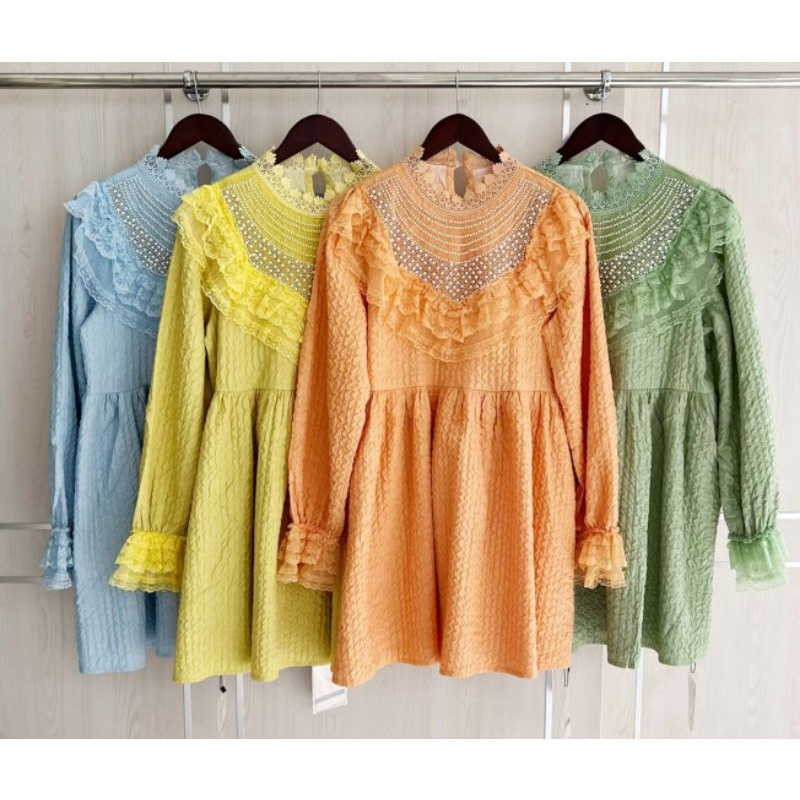 Tunik katun embos renda import