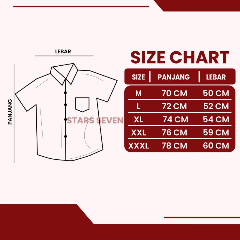 ORIGINAL STARS SEVEN Kemeja Pria Lengan Pendek Baju Cowok Polos viral