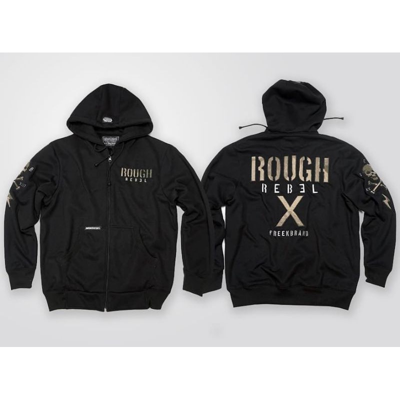 R22/01 zipper hoodie embroidered - ROUGHREBEL OFFICIAL STORE