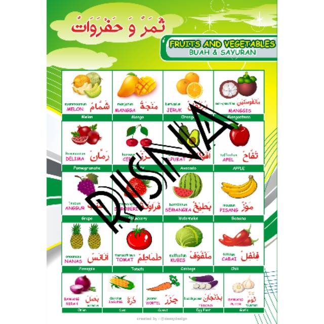 POSTER BUAH & SAYUR 3 BAHASA