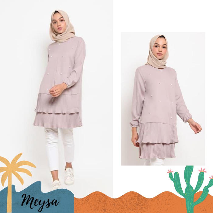 Tunik Plisket Wanita  tunik Atasan Wanita MK 71 Baju Plisket Tunik Polos Remaja Polos Simple Terbaru