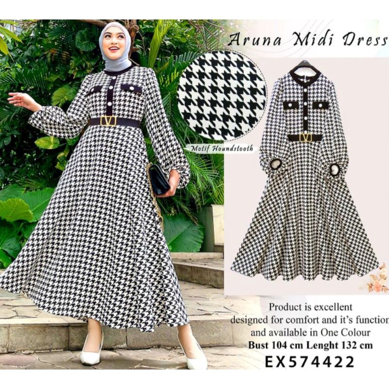 " NEW " ARUNA MIDI DRESS EXTU ORI 100% (FREE BELT)