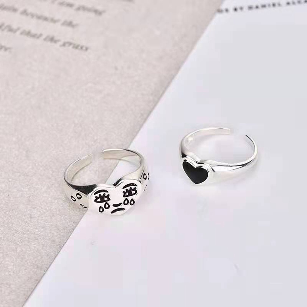Hu Hu Hu Hu Hu Alat Bantu Pasang Kacamata♡ Cincin Susun Bentuk Hati Bahan Alloy Anti Alergi Untuk Wanita