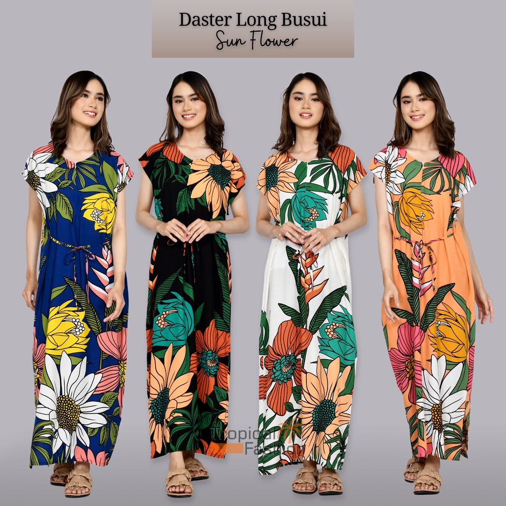 Daster  Bali Panjang Busui Semata Kaki Motif Flower Termurah Kekinian