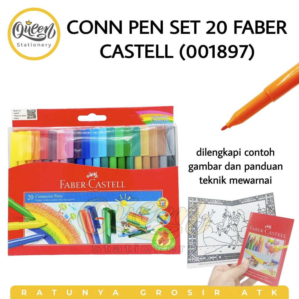 

1 SET CONNECTOR PEN SET 20 FABER CASTELL (001897) - SPIDOL GAMBAR WARNA MEWARNAI