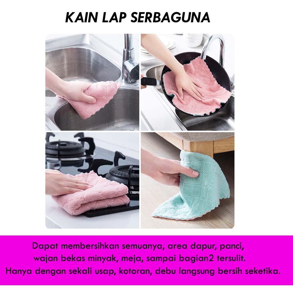 Kain Lap Dapur / Anti Minyak / Kain Lap Microfiber / Kain Lap Piring / Original BISA COD