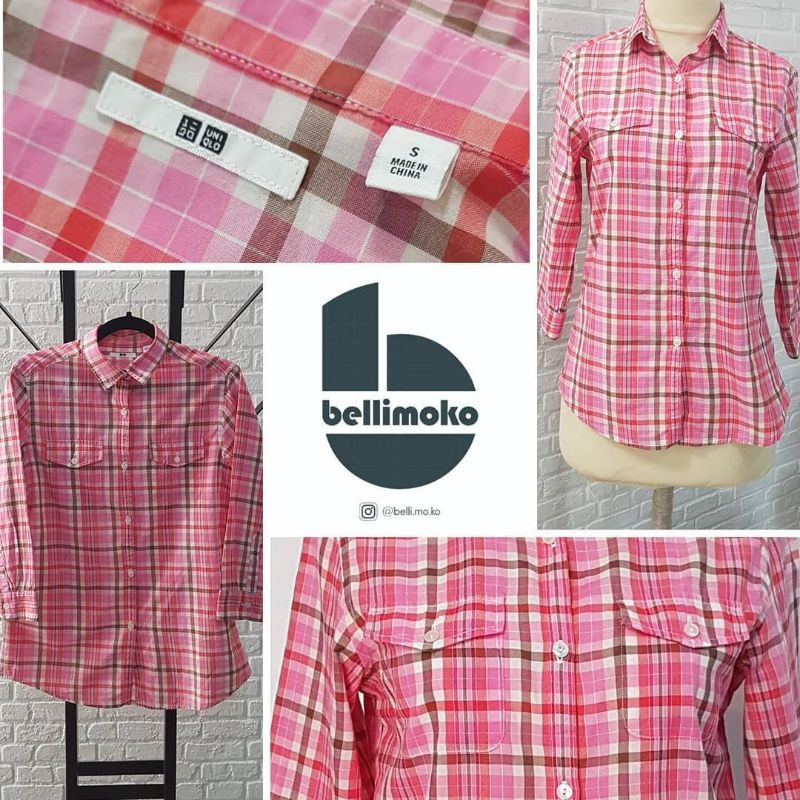 Preloved Kemeja Uniqlo Kotak Pink