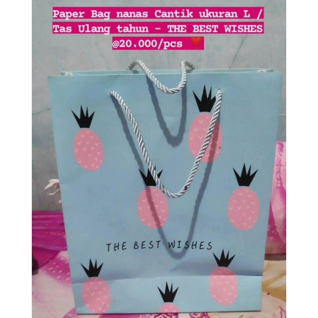 

Paper Bag Nanas Cantik ukuran L / Tas Ulang tahun - THE BEST WISHES