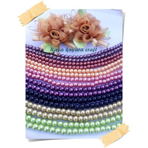 Mutsin PER RENTENG/Mutiara sintetis berat/Mutiaara berlubang/Mutiara Payet Baju Kebaya termurah 4mm per renteng