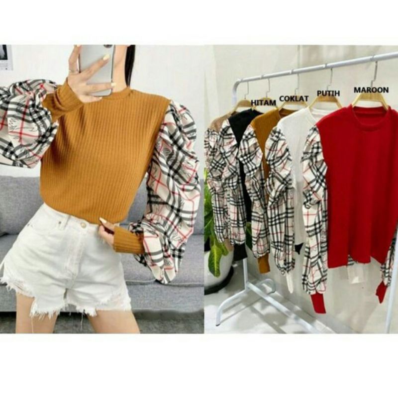BLOUSE/BAJU LENGAN KOTAK/PAKAIAN WANITA HITS/LENGAN BALON