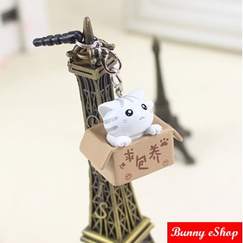 Earphone Jack Plug (Dust Plug) Kucing Dalam Dus - White [EJP-0009]