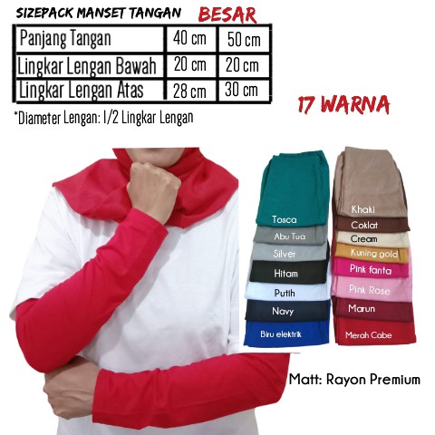 Manset Tangan Besar  Manset Lengan Panjang Pria Dan Wanita Mangset Tangan  Rayon Deker Tangan Besar