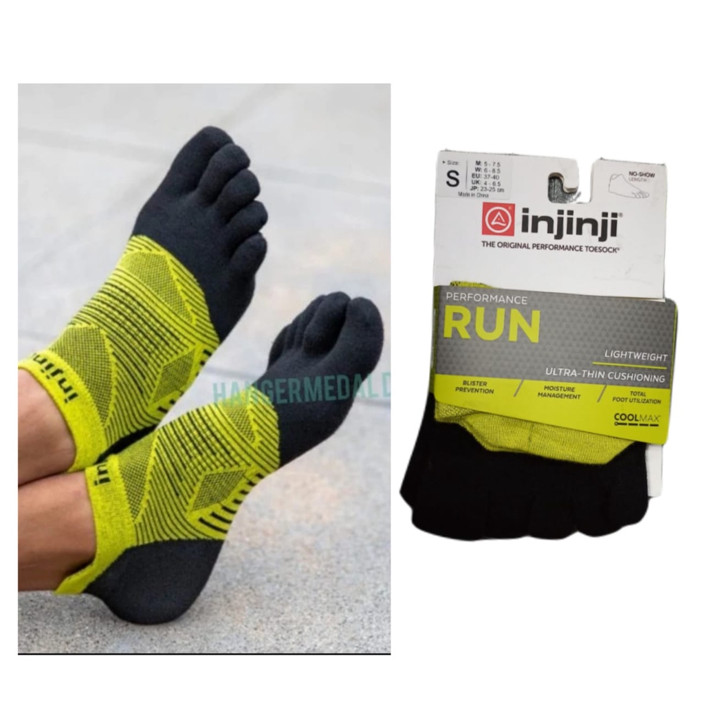 INJINJI PERFORMANCE - NO SHOW - SIZE S - kaos kaki anti blister - LIMEADE