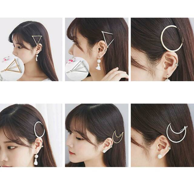 Jepitan Rambut Wanita Motif Geometri Bahan Alloy