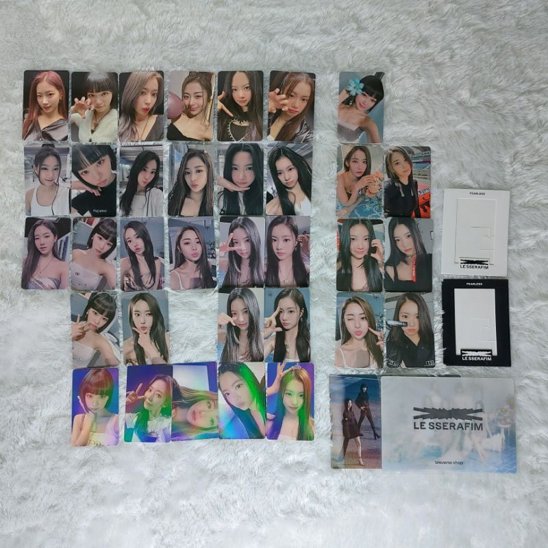 LE SSERAFIM IM FEARLESS Album PC Photocard Postcard Lenticular Blue Chypre Black Petrol Sakura Kim Chaewon Kazuha Kim Garam Huh Yunjin Hong Eunchae LESSERAFIM Benefit Web Holo Weverse Ktown4u Hologram LD Powerstation PST PWS Soundwave SW Sharing Kpop