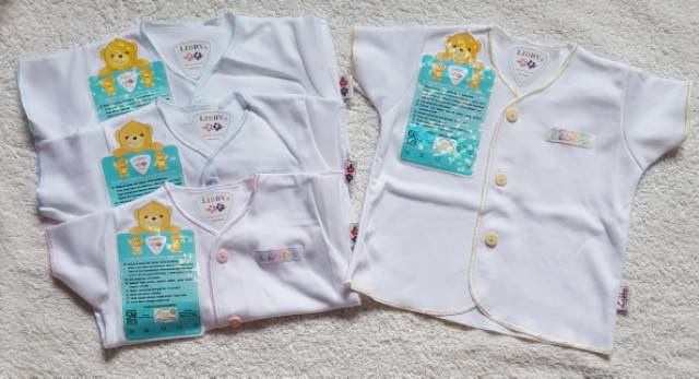 Libby Baju Pendek NB Polos Putih / Warna / Baju Bayi (0-3) Pendek Polos Warna