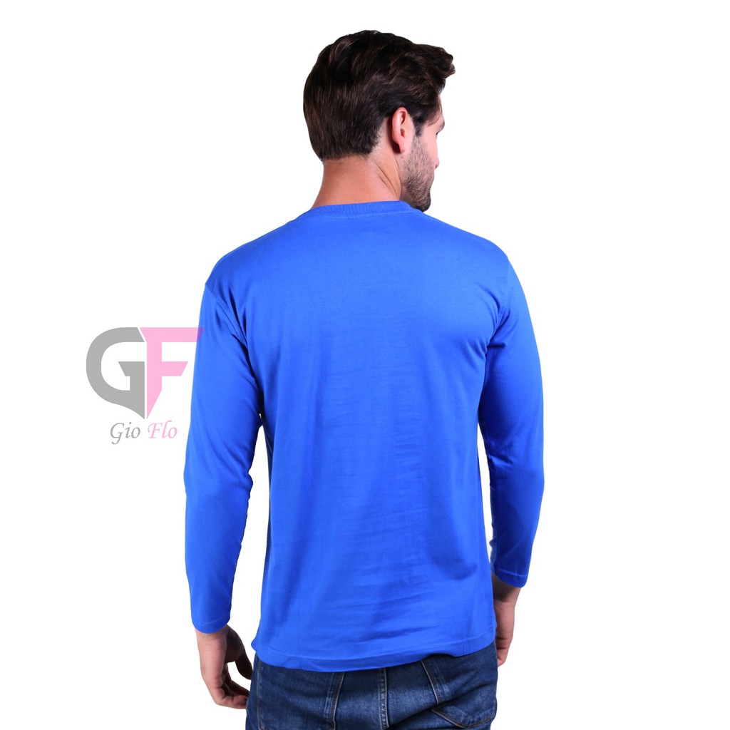 GIOFLO Tshirts Polos Pria Casual Lengan Panjang Biru Benhur / PLS 143