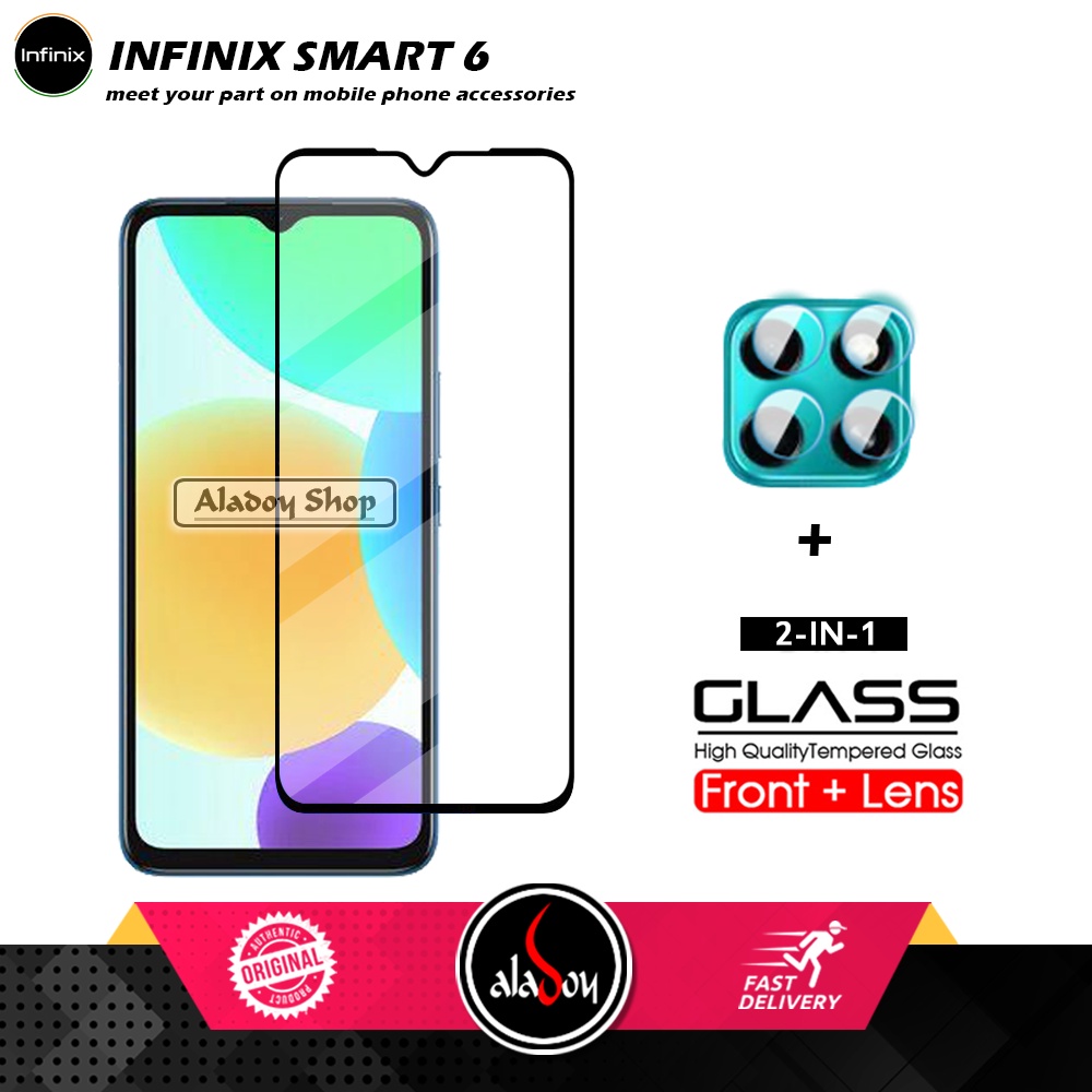 PAKET 2 IN 1 Tempered Glass Layar Infinix Smart 6 2021 + Tempered Glass Camera