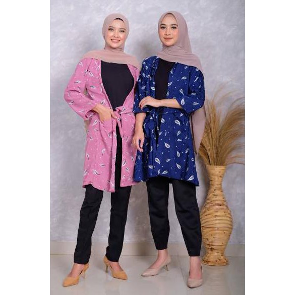 brz>$$925   grosir_solo || GLACIA LONG KIMONO || EMILY CARDIGAN MOTIF BULU OUTER WANITA