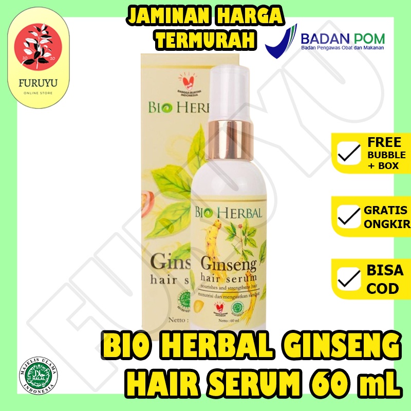 Serum Penumbuh Rambut Rontok Botak Bioherbal Ginseng Hair Serum Rambut 60 ml BPOM Original