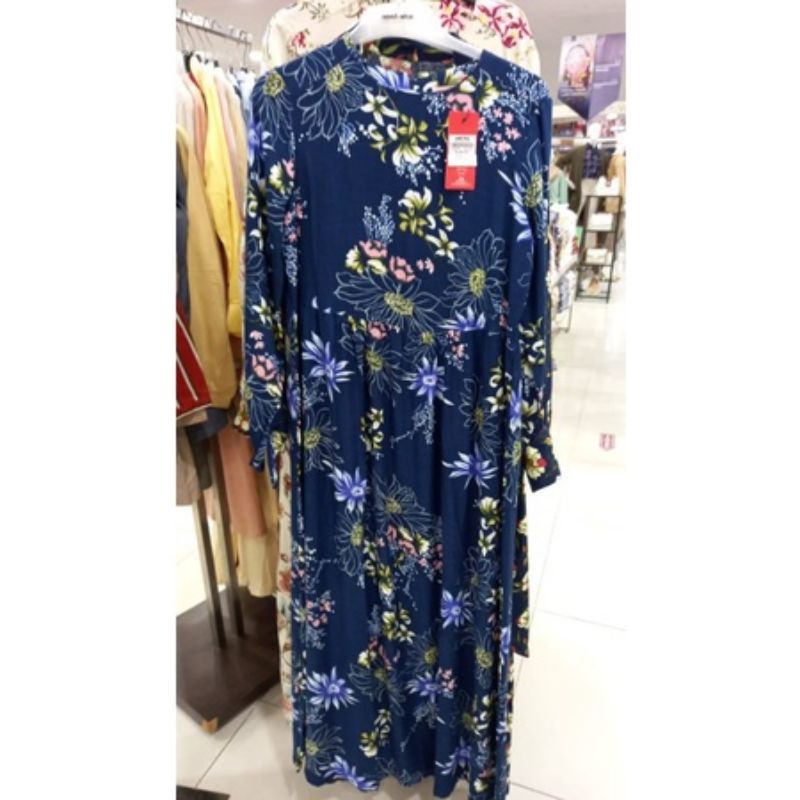 Novel mice - Ethnic Tunik dress Gamis Motif bunga Canary katun rayon Size L